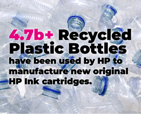 4.7b recycled Plastic Bottles have been used by HP to manufacture new Ink Cartridges